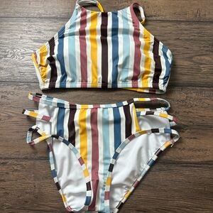 Colorful Striped  Bikini Set